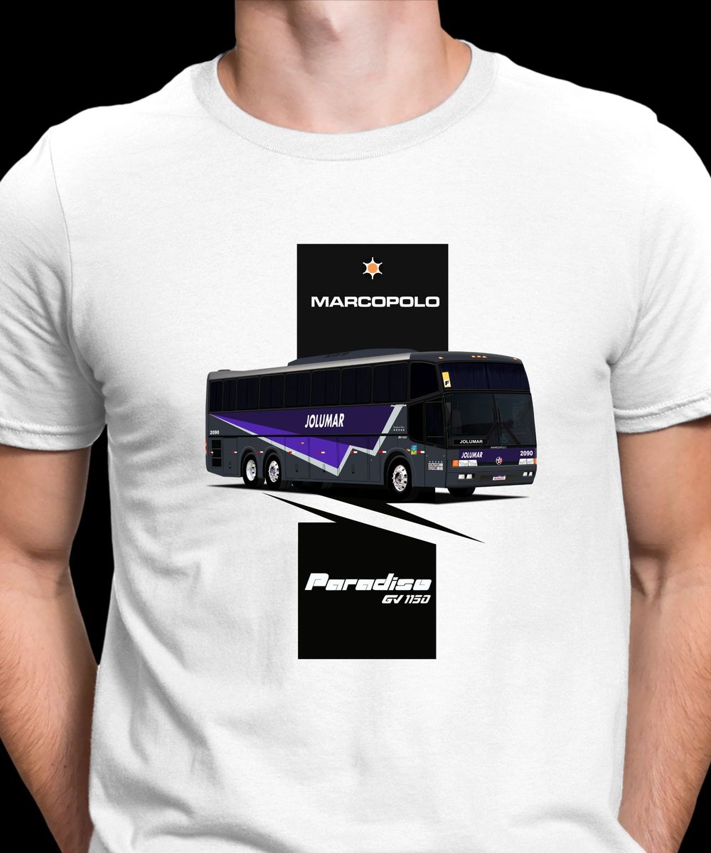 Nome do produto: CAMISETA ÔNIBUS JOLUMAR MARCOPOLO PARADISO GV 1150