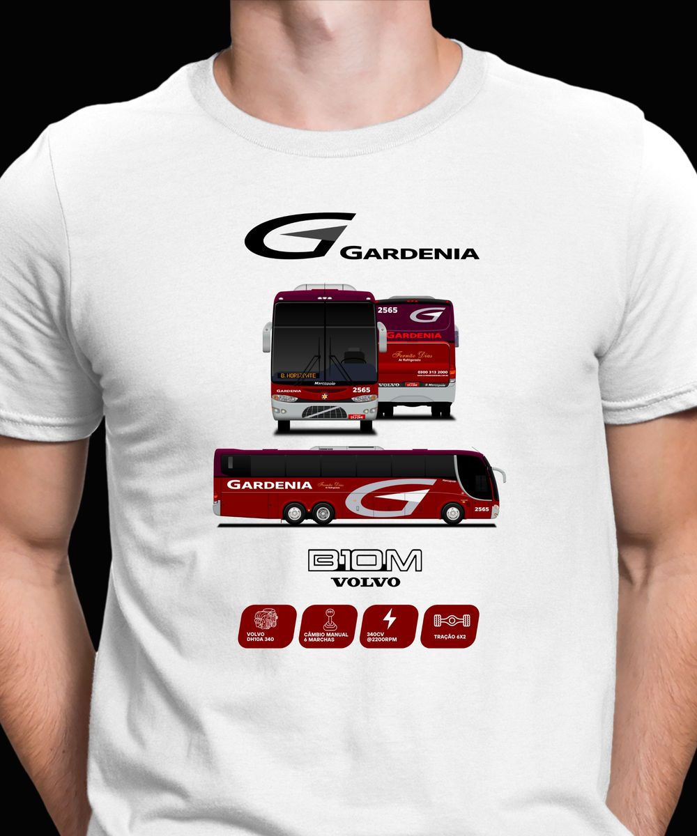 Nome do produto: CAMISETA ÔNIBUS GARDENIAMARCOPOLO G6 B10M FERNÃO DIAS 