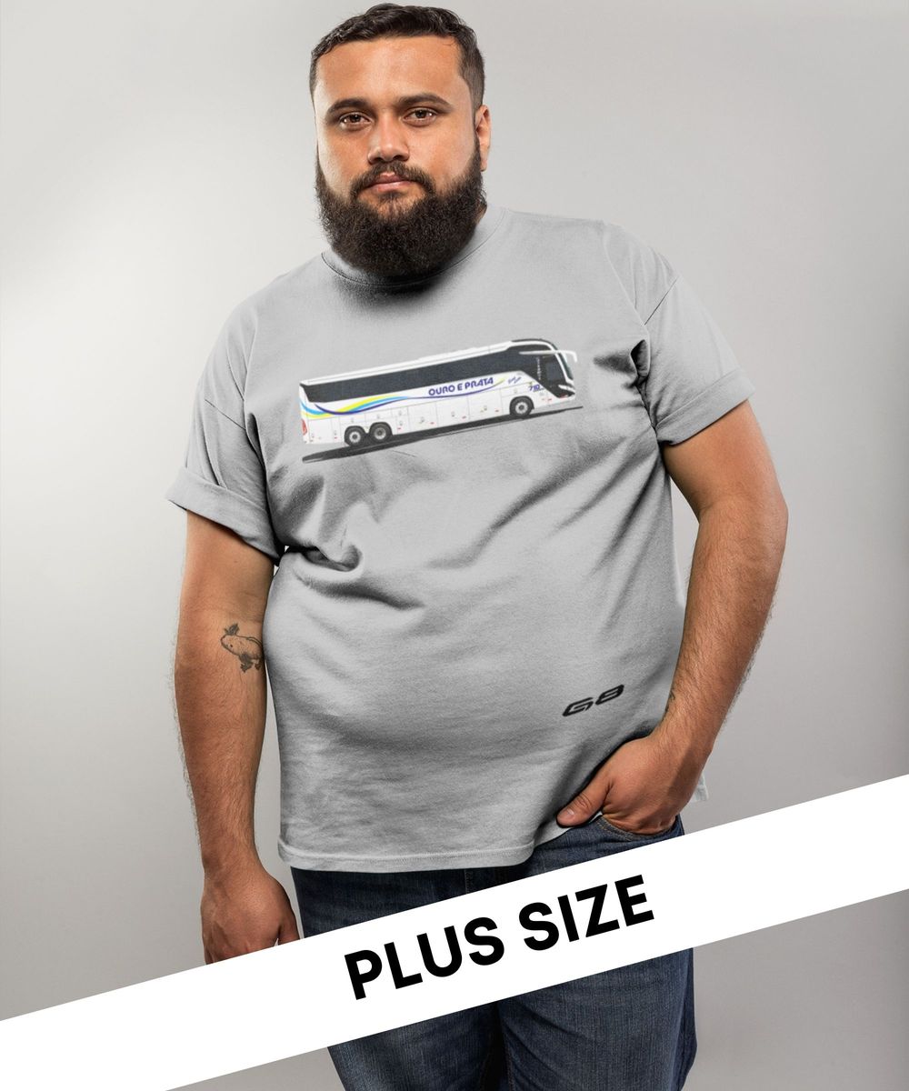 Nome do produto: CAMISETA PLUS SIZE VIAÇÃO OURO E PRATA 