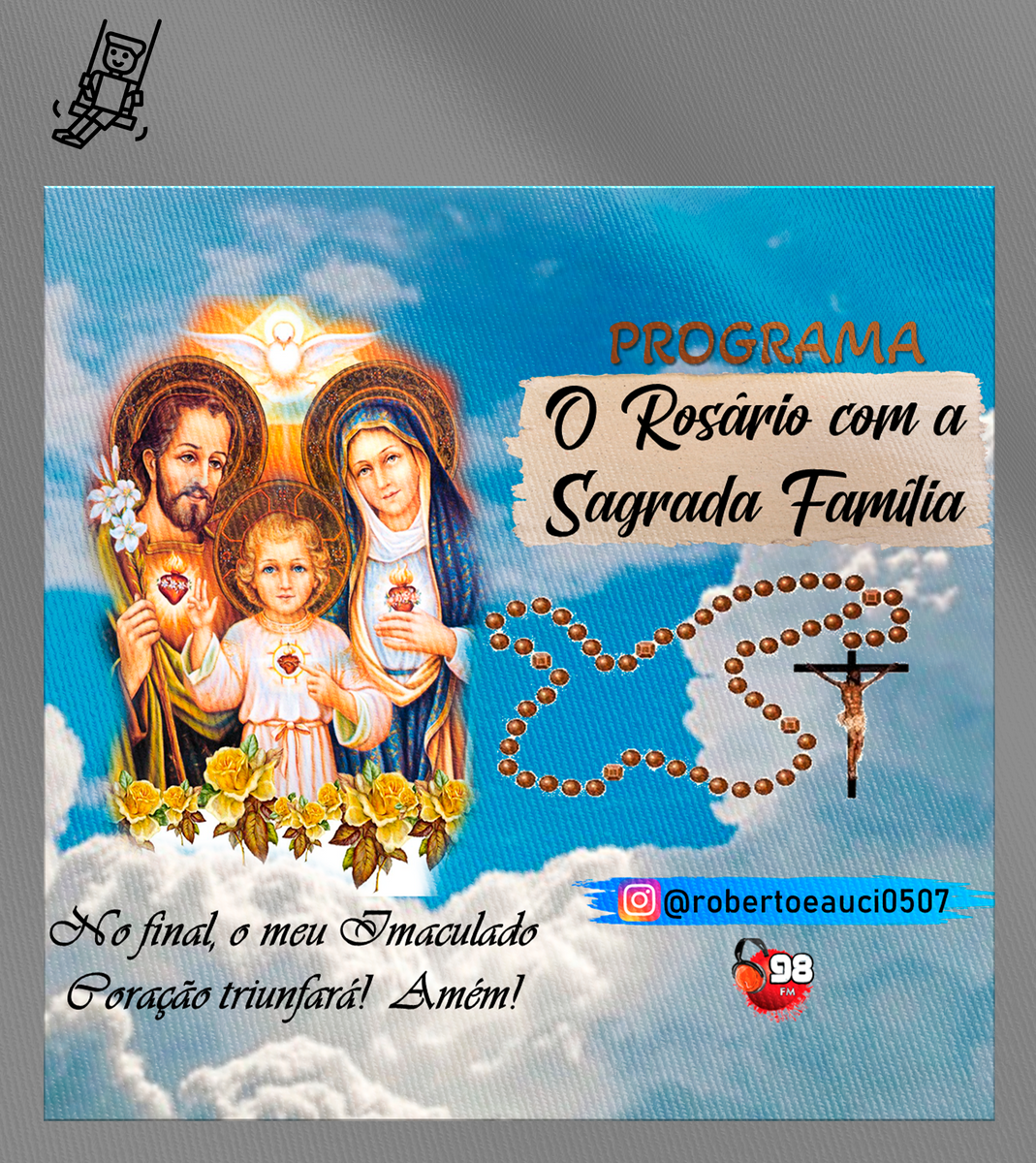 Nome do produto: Camiseta Infantil Roberto Soares - Programa Rosário com a Sagrada Família