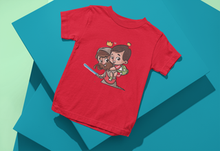 Nome do produtoT-shirt Infantil (2 a 8 anos) - Jesus com espada e Menino