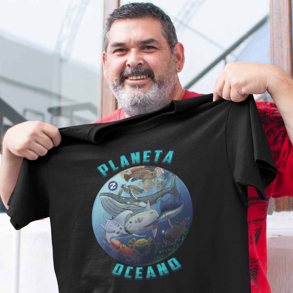 Nome do produto: Camiseta Plus Size Planeta Oceano