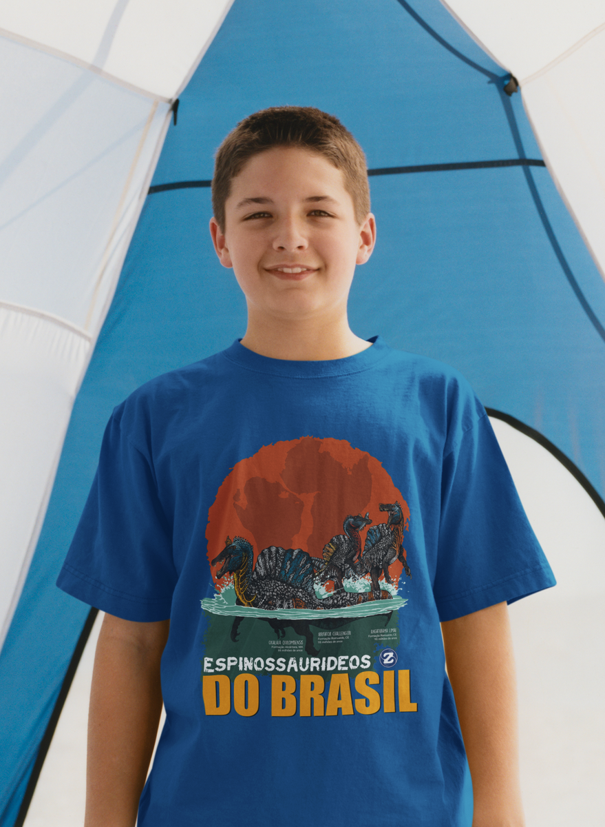 Nome do produto: Camiseta Teen (10 a 14 anos) Espinossaurídeos do Brasil