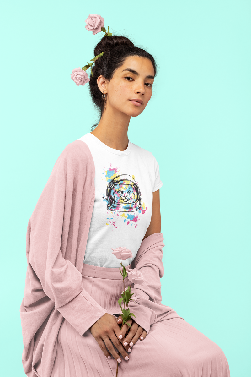 Nome do produto: Camiseta Long Feminina Astronaut Cat