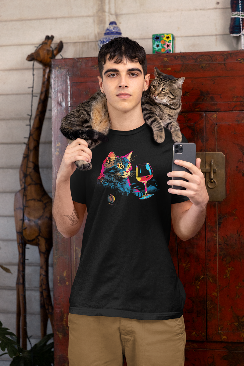 Nome do produto: Camiseta - Gato e Vinho