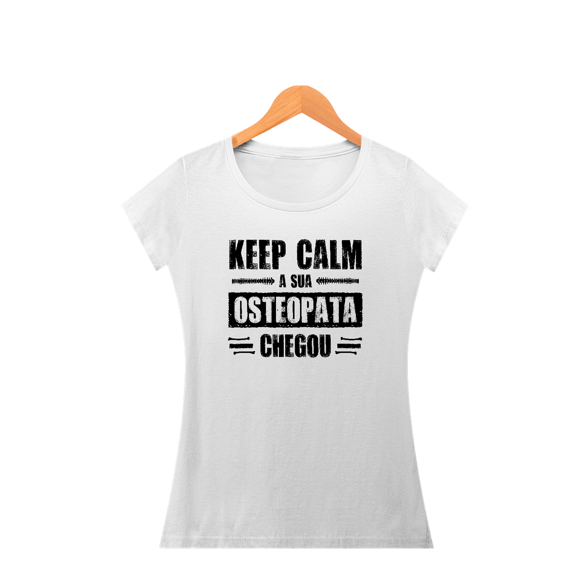 Nome do produto: Camiseta Feminina Osteopata - Keep Calm (Estampa Preta)