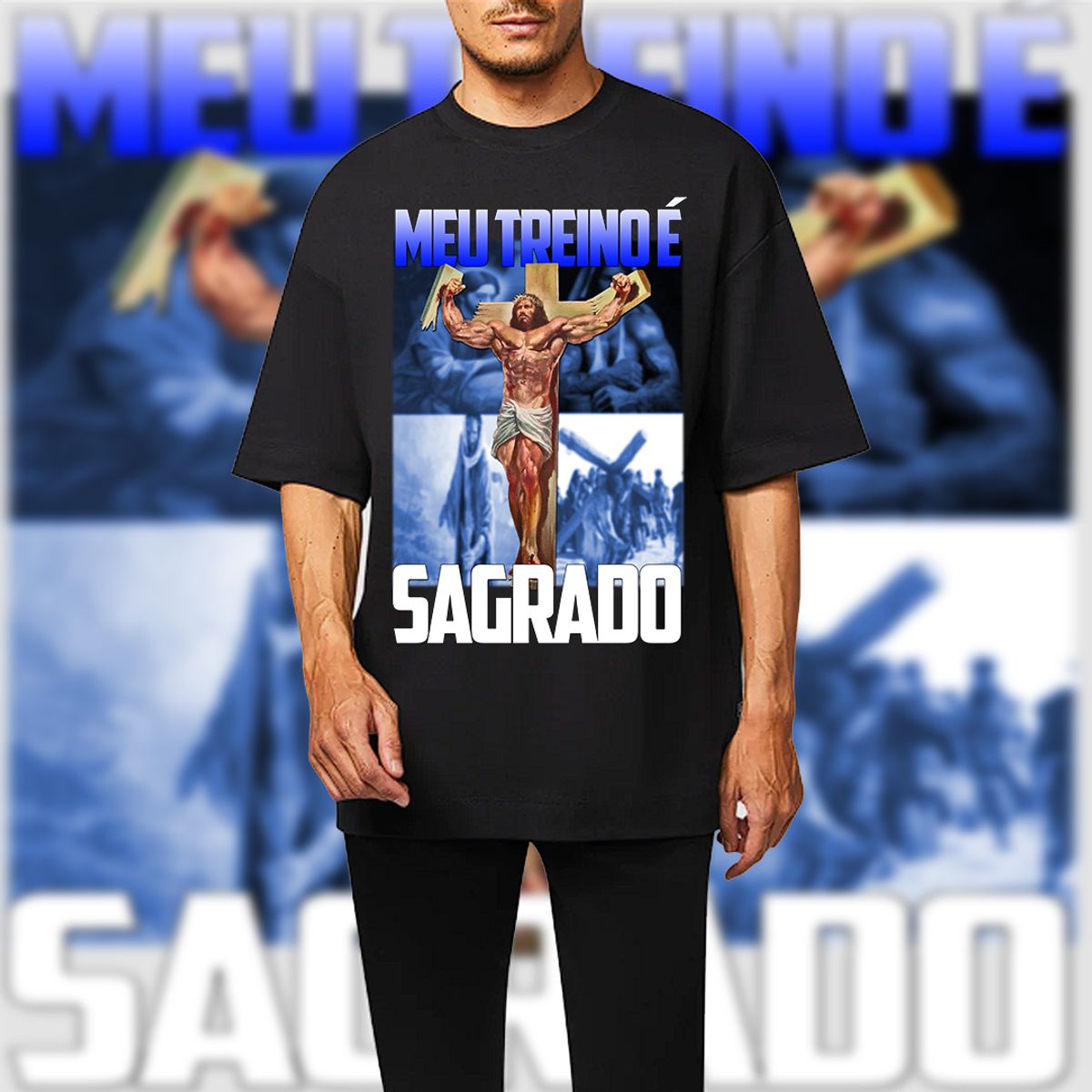 Nome do produto: Camiseta - MEU TREINO É SAGRADO