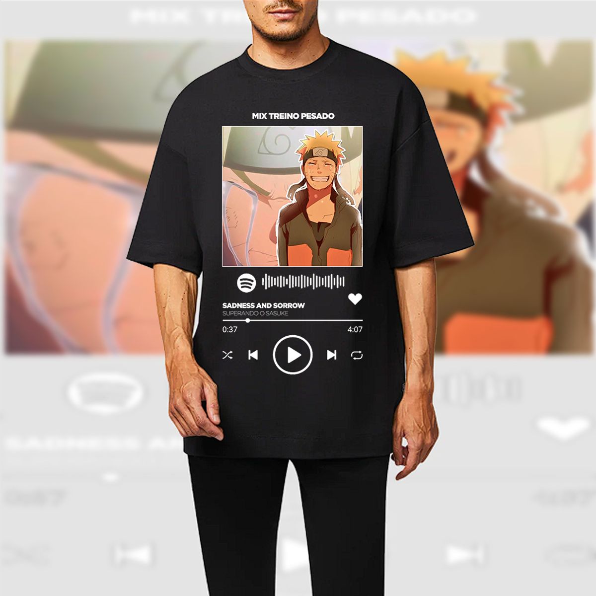 Nome do produto: Camiseta Masculina - Spotify Naruto