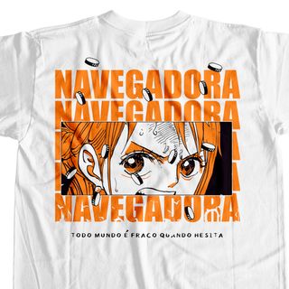 Nome do produtoCamiseta Branca - Navegadora (Costas)