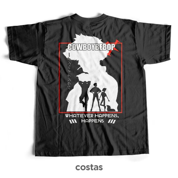Camiseta Preta - Whataver Happens, Happens (Costas)