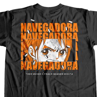 Nome do produtoCamiseta Preta - Navegadora (Frente/Costas)