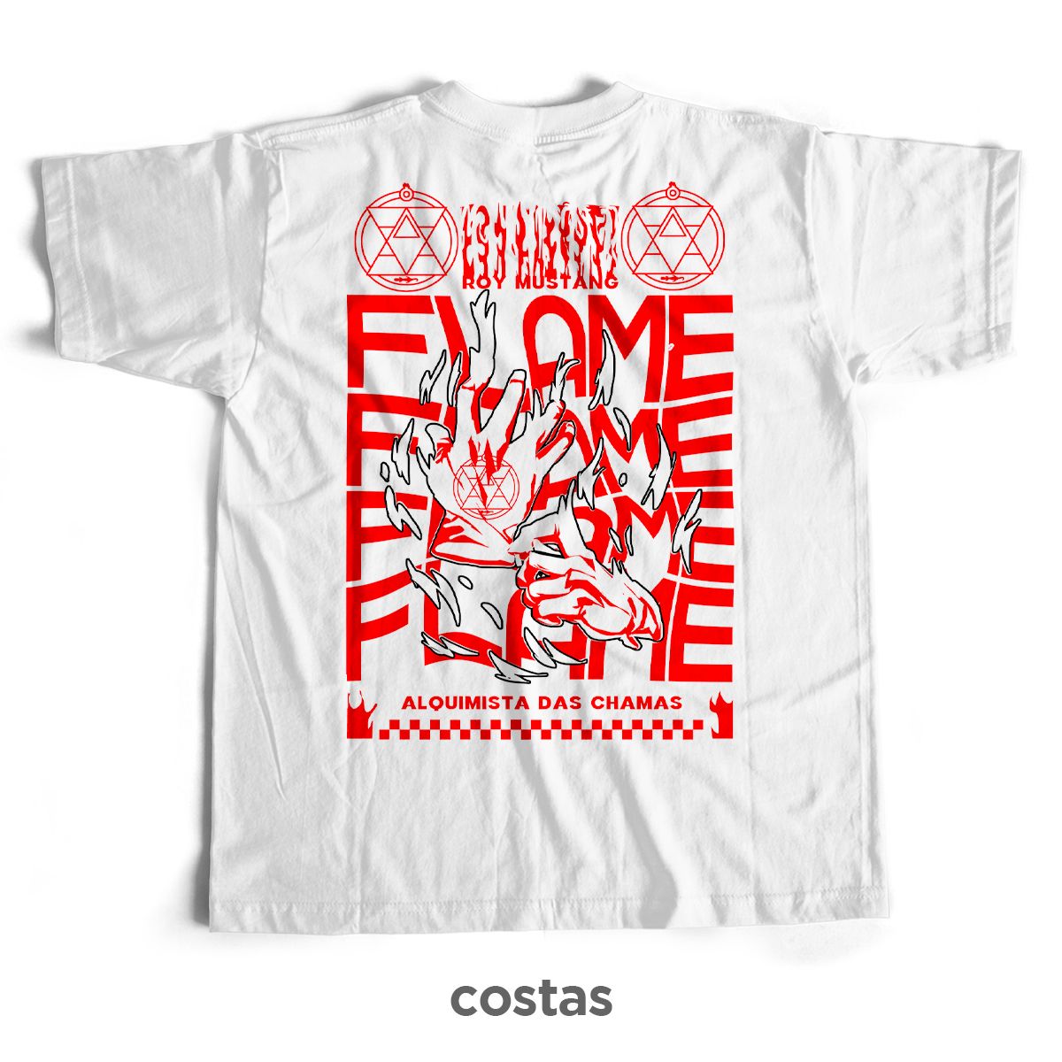 Nome do produto: Camiseta Branca - Flame (Costas)