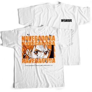 Nome do produtoCamiseta Branca - Navegadora (Frente/Costas)