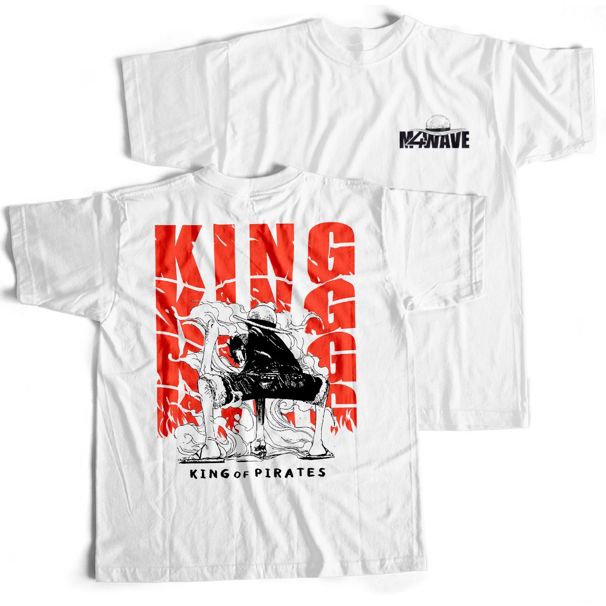 Nome do produto: Camiseta Branca - King of Pirates (Frente/Costas)