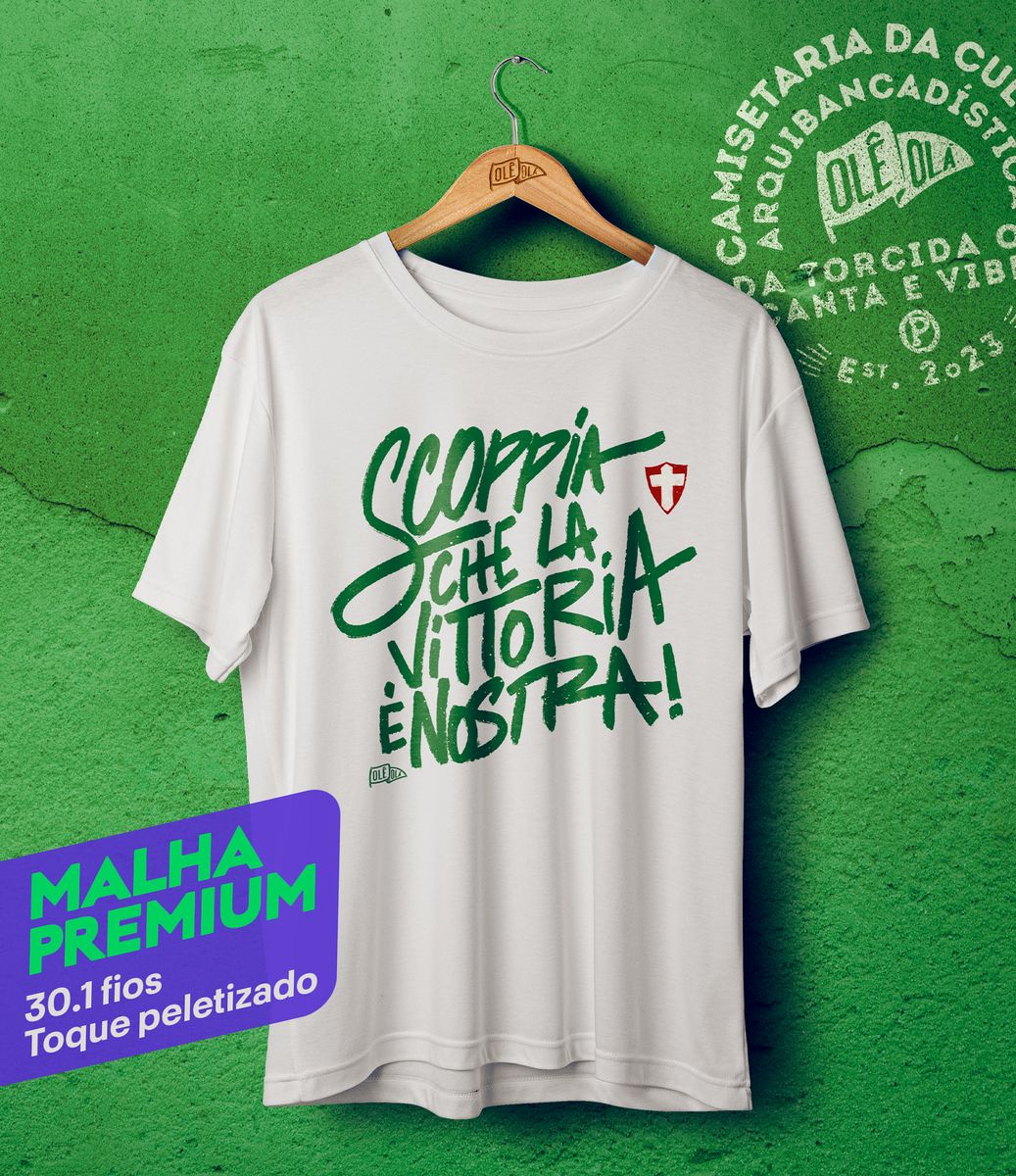 Nome do produto: Camiseta //SCOPPIA CHE LA VITTORIA É NOSTRA!// SÓ FRENTE // BRANCA (((MALHA PREMIUM)))