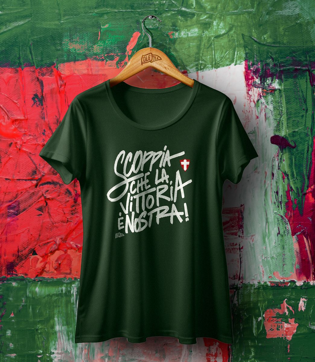 Nome do produto: Camiseta feminina //SCOPPIA - BABY LONG// - VERDE/AZUL