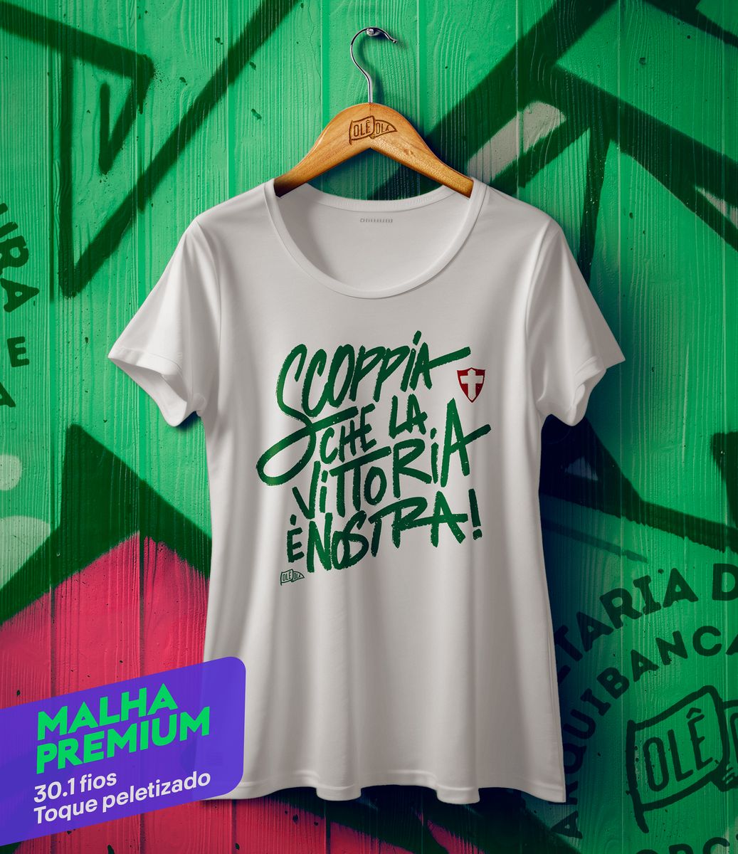 Nome do produto: Camiseta feminina //SCOPPIA CHE LA VITTORIA É NOSTRA! - BABY LONG (((MALHA PREMIUM)))