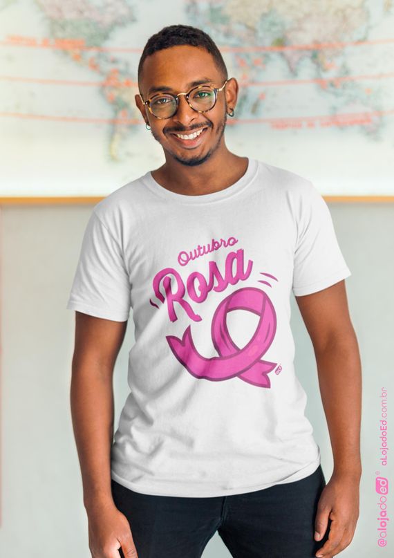 Edição Especial Outubro Rosa - Camiseta Unissex Quality Branca