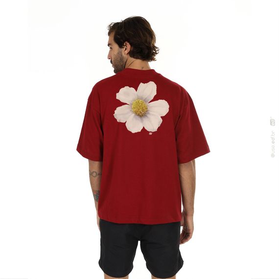 Flor Branca - Camiseta Oversized Estampa Floral Cores