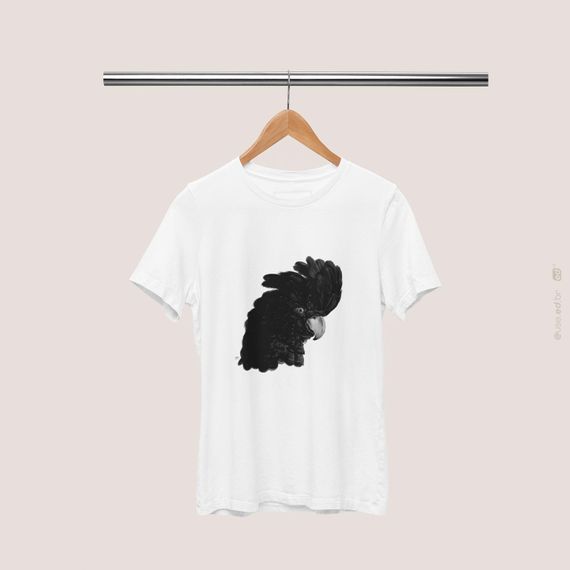 Black Macaw - Camiseta Estampa Arara Preta Quality Branca