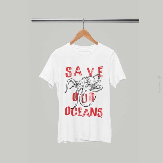 Save Our Oceans - Camiseta Estampa Polvo Branca