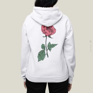 Nome do produtoRed Rose - Moletom com Capuz e Zíper Estampa Rosa Vermelha Flor