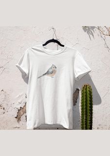 Nome do produtoChapim Tufado - Camiseta Estampa Pássaro Branca