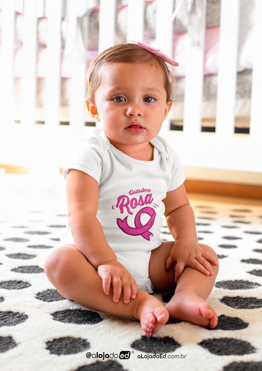 Nome do produto: Body Infantil Branco Outubro Rosa