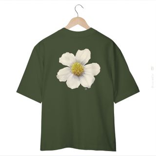 Nome do produtoFlor Branca - Camiseta Oversized Estampa Floral Cores