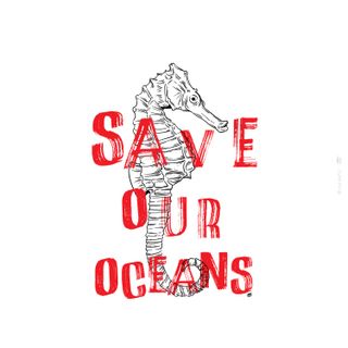 Nome do produtoCamiseta Plus Size Estampa Save Our Oceans Cavalo Marinho