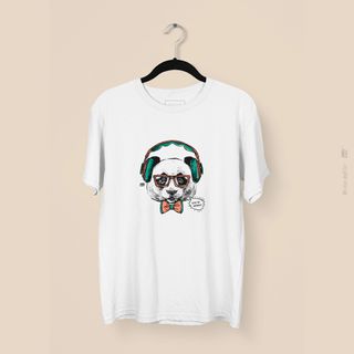 Camiseta Estampa Urso Hipster Branca
