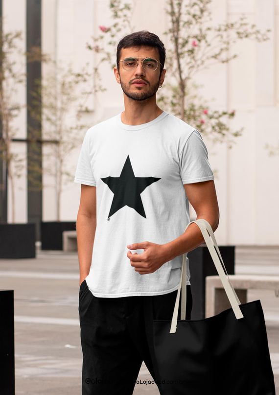 Camiseta Estrela Quality Unissex Estampada Branca 