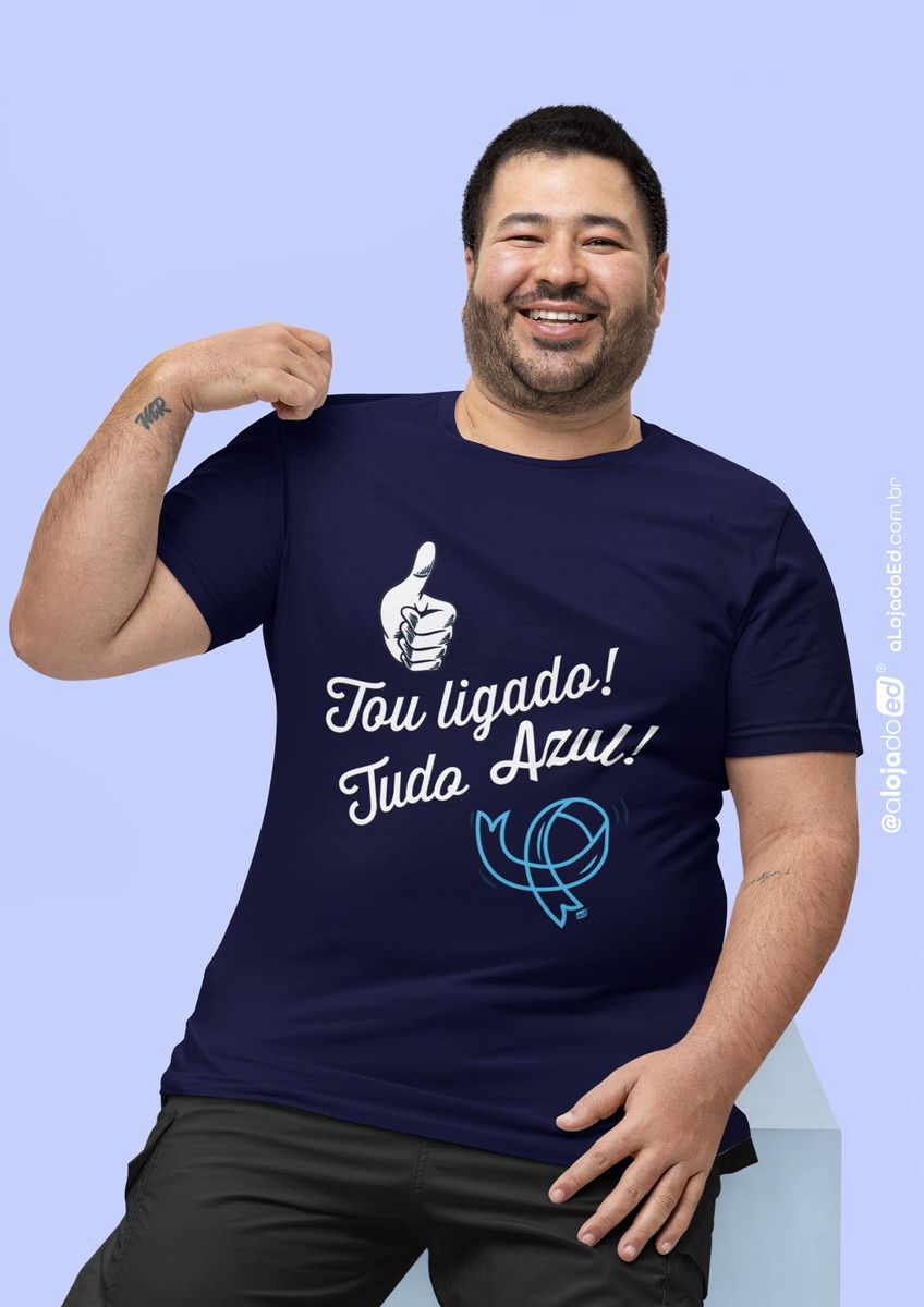 Nome do produto: Edição Especial Novembro Azul - Camiseta Tou Ligado Plus Size  Unissex Classic Azul Marinho