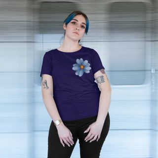 Nome do produtoCamiseta Estampada Floral Baby Long Azul Marinho Flor Azul