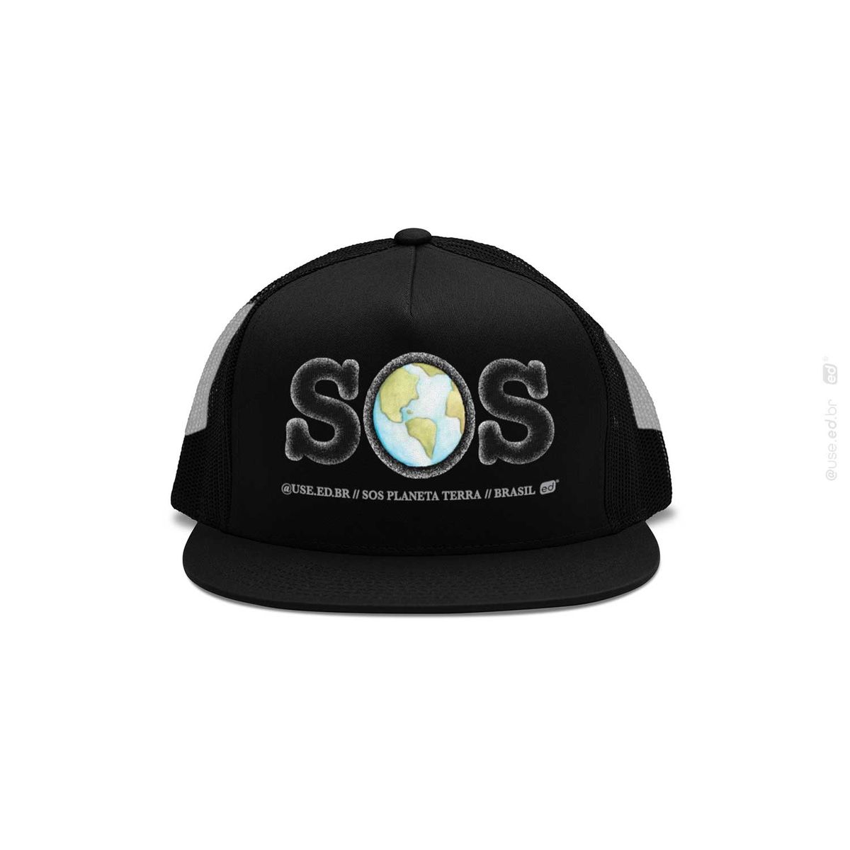 Nome do produto: SOS Terra - Boné Trucker com tela SOS Planeta Terra