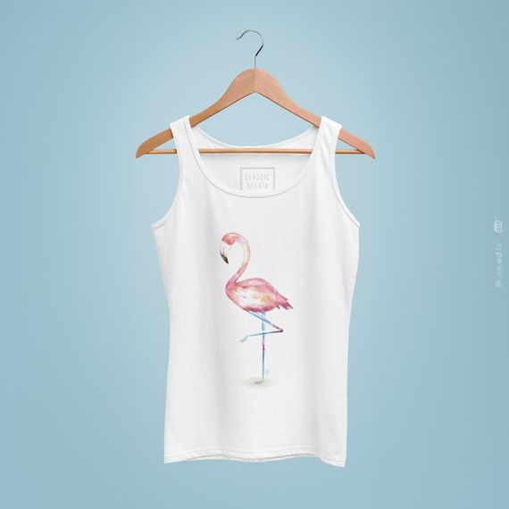 Flamingo - Regata Estampada Classic Branca