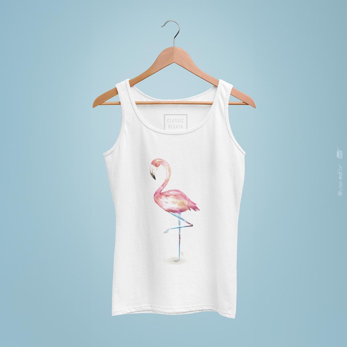 Nome do produto: Flamingo - Regata Estampada Classic Branca
