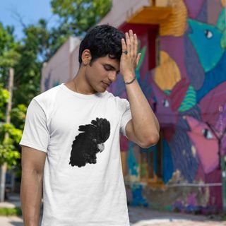 Nome do produtoBlack Macaw - Camiseta Estampa Arara Preta Quality Branca