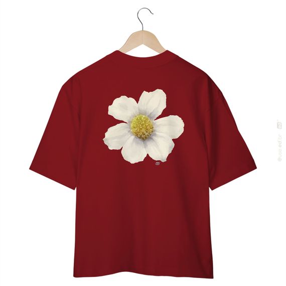 Flor Branca - Camiseta Oversized Estampa Floral Cores