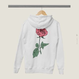 Nome do produtoRed Rose - Moletom com Capuz e Zíper Estampa Rosa Vermelha Flor