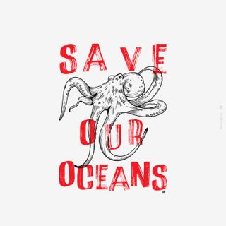 Nome do produtoSave Our Oceans - Camiseta Estampa Polvo Branca