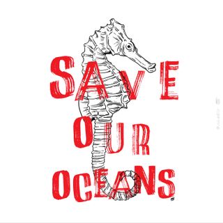 Nome do produtoSave Our Oceans - Camiseta Regata Estampa Cavalo Marinho Branca
