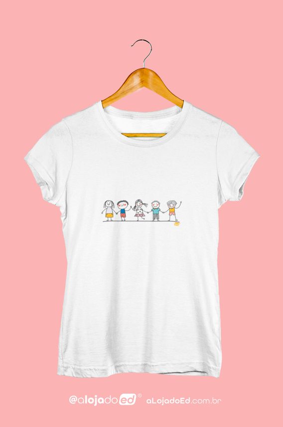 EU COM OS MEUS AMIGOS - Camiseta Baby Long Estampada Desenho de Criança