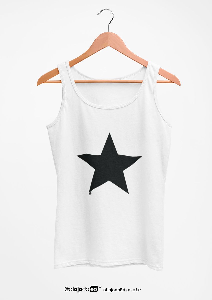 Nome do produto: Regata Estrela - Camiseta Classic Estampada Branca