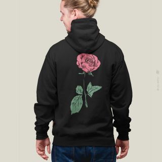 Nome do produtoRed Rose - Moletom com Capuz e Zíper Estampa Rosa Vermelha Flor