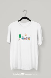 PAI, MAE, FILHO E FILHA - Camiseta Quality Estampada Desenho de Criança