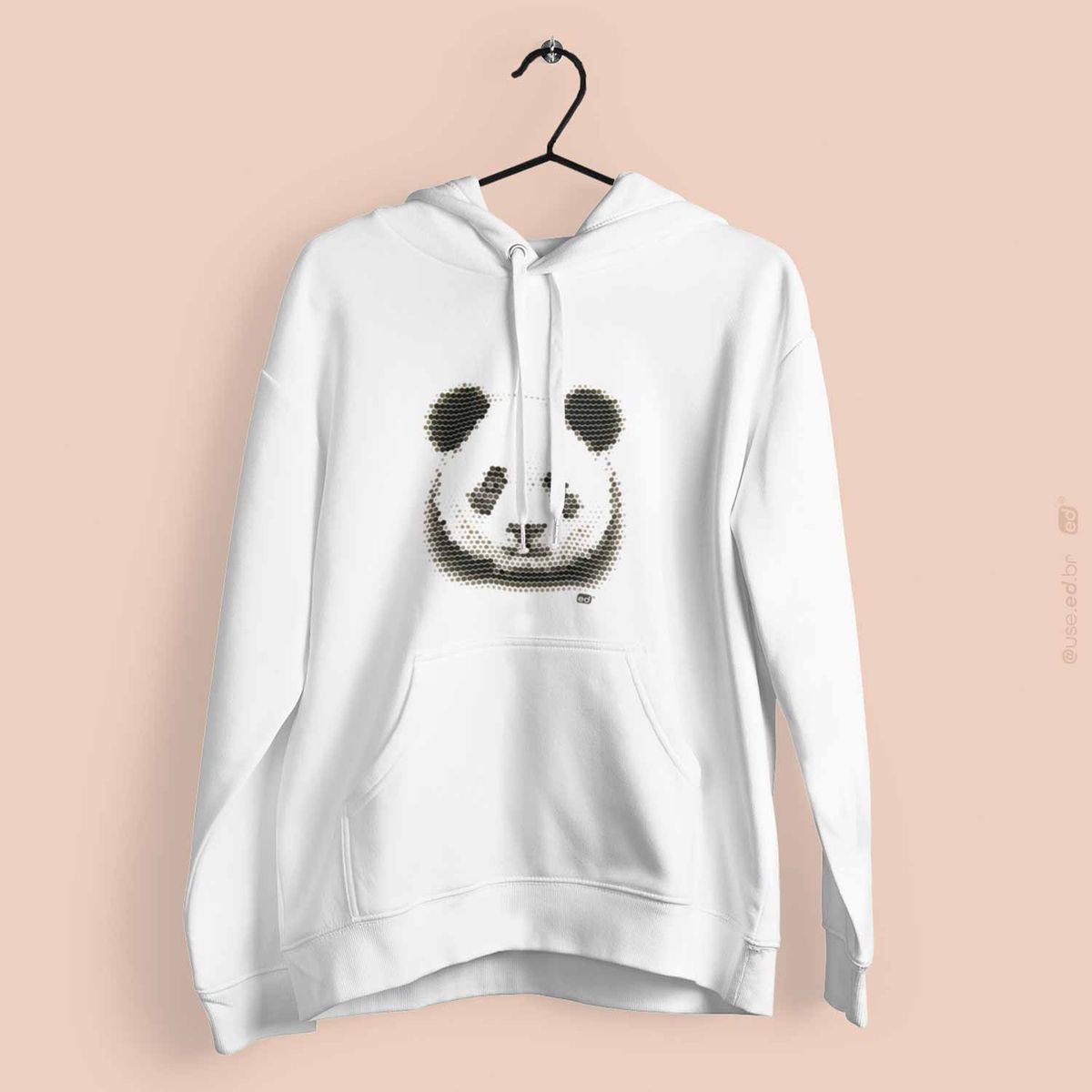 Nome do produto: Moletom Canguru Com Capuz Estampa Urso Panda Branco