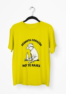 Nome do produtoAguanta Corazón no Te Rajes - Camiseta Unissex Quality Amarela