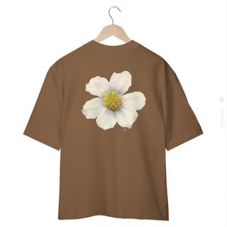Nome do produtoFlor Branca - Camiseta Oversized Estampa Floral Cores