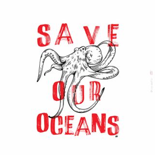 Nome do produtoSave Our Oceans - Camiseta Regata Estampa Polvo Branca